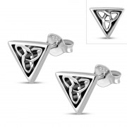 Tiny Solid Silver Trinity Stud Earrings, ep281